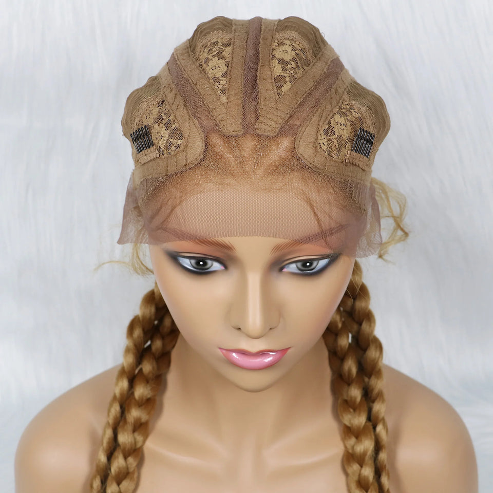 KIMA New Arrival 26 Inches Braided Wigs Synthetic Lace Front Hair Wig With Baby Hair for Black Women