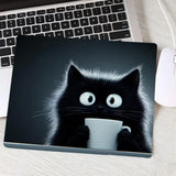 Kawaii Coffee Cat Mouse Pad Black Square Gaming Accessory Rubber Deskmats HD Non-Slip Computer Keyboard Mat New Laptop Mousepad