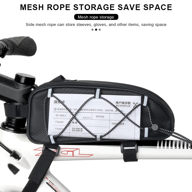 RIDERACE Bicycle Top Tube Bag Portable PU Rainproof Waterproof MTB Gravel Bike Handlebar Front Bag Road Cycling Accessories