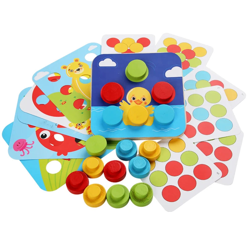 Children's Early Learning Puzzle Interactive Toys, Mushroom Nail Game, Intelligence Puzzle, Color Recognition