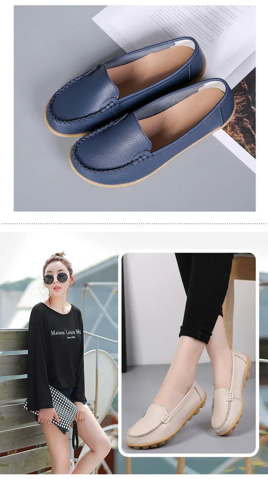 Women Flats Ballet Shoes Woman Cut Out Leather Breathable Moccasins Women Boat Shoes Ballerina Ladies Casual Shoes