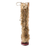 Fur Peep Toe Cross Tied Platform Sandal Boots Sexy Round Toe Thin Heel Zippeer New Arrivals Fashion Women Modern Boors