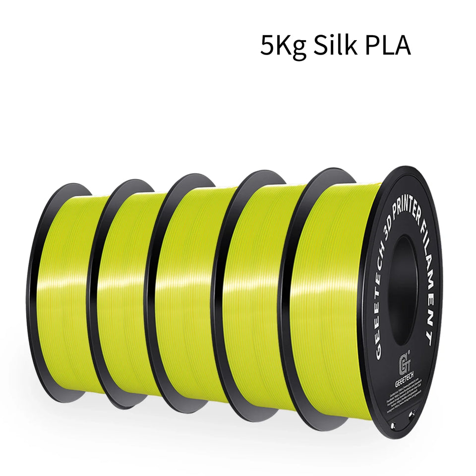GEEETECH 5 rolls 3D Silk PLA Filament 1Kg/roll 1.75mm Spool Wire For 3D Printer Material,Safety, Vacuum packaging, special color