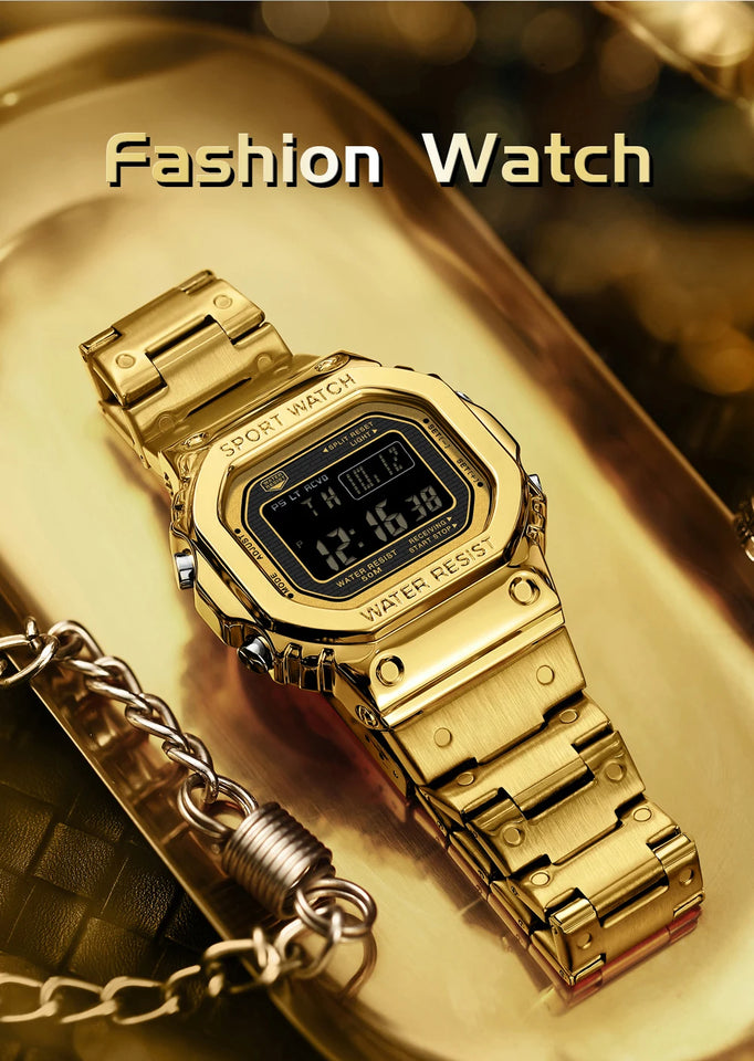 SANDA 2162 Men's Electronic Digital Watch Countdown LED Electronic Night Light Sports Waterproof Men's Electronic Watch