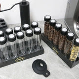 Coffee Beans Storage Container Glass Tube Bottle With Breathable Lid Wooden Display Rack Barista Accessories Coffeware Sets Gift
