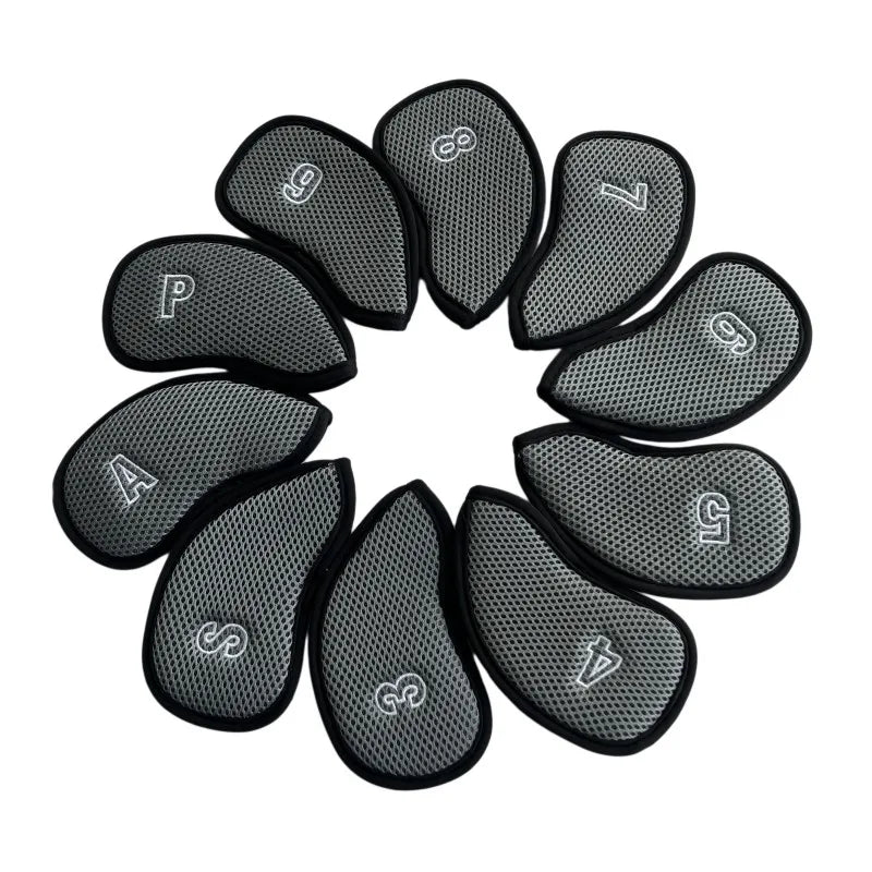 Golf Irons Head Covers 10pcs/set Two Sides Numbers Mesh Golf Iron Headcovers 5 Colours Golf Club Head Cover