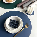 1/6/10 Sets Round PU Leather Placemats & Coaster Set Oil-Proof Waterproof Insulation Mat for Kitchen Coffee Shop Christmas Decor