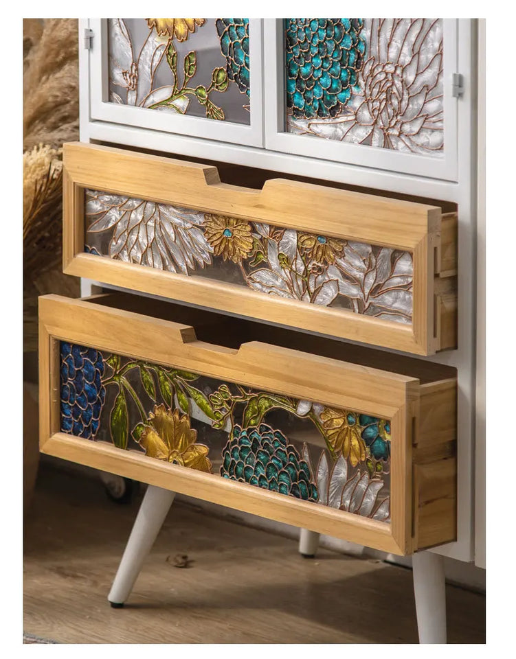 American Hand-painted Living Room Cabinets Sideboards Foyer Side Cabinet Light Luxury Wine Cabinet Drawer Living Room Furniture