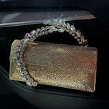 Luxury Diamond Evening Bag Clutch Satin Women Designer Handbags Crystal Silk Shoulder Crossbody Bags for Women Wedding Box Bag