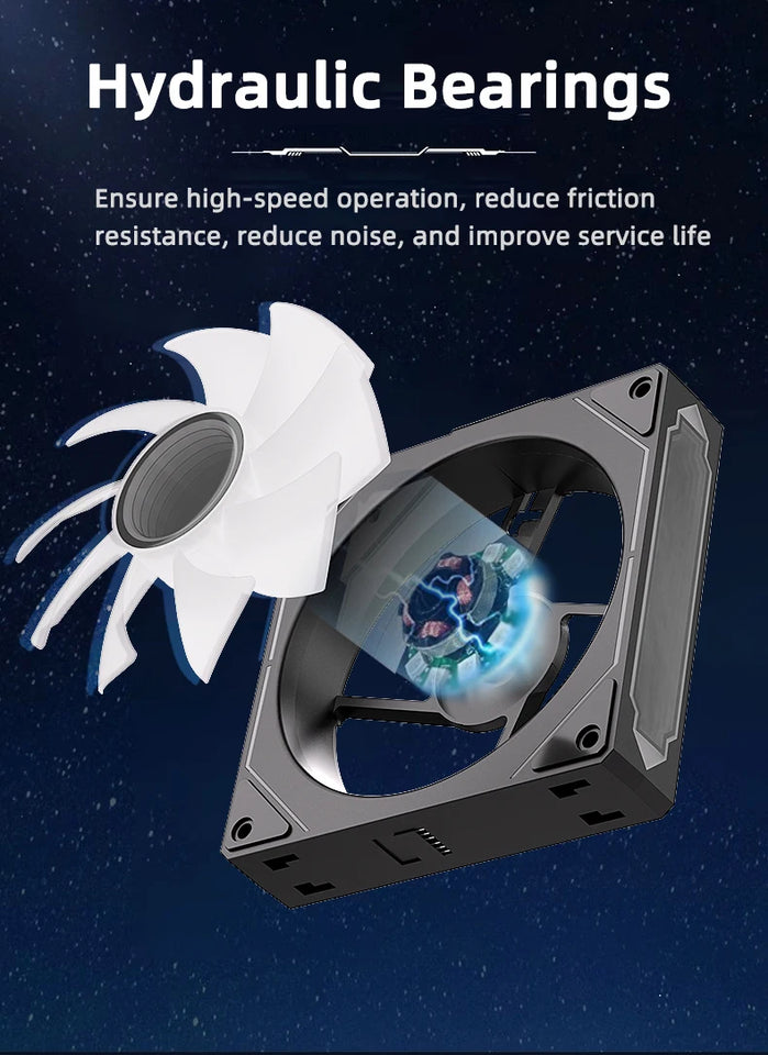 COOLCIRC PC Case Fan 120mm ARGB  Mirror Cycle Light Effect CPU Cooler Fan 4PIN PWM 58.36CFM Fan for Computer Water Cooler