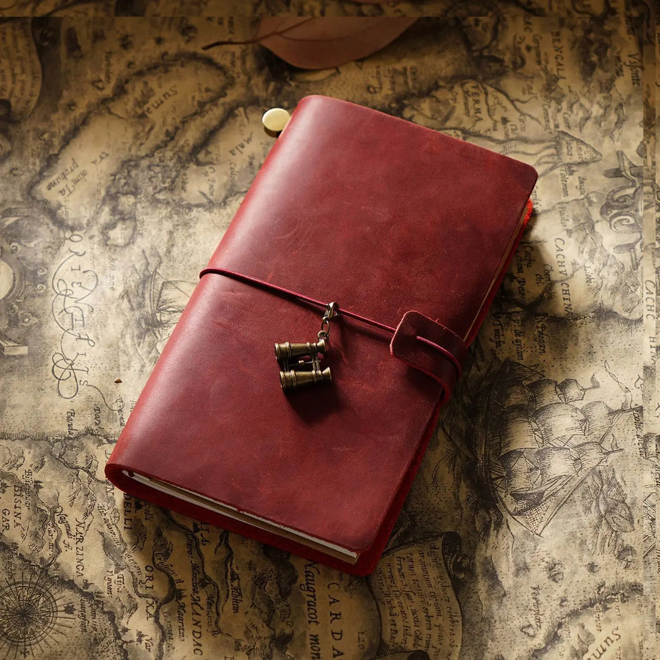Refillable Leather Travel Notebooks Diary, Retro Handmade Leather Portable Travel Journals Sketchbook for School Office Supplies