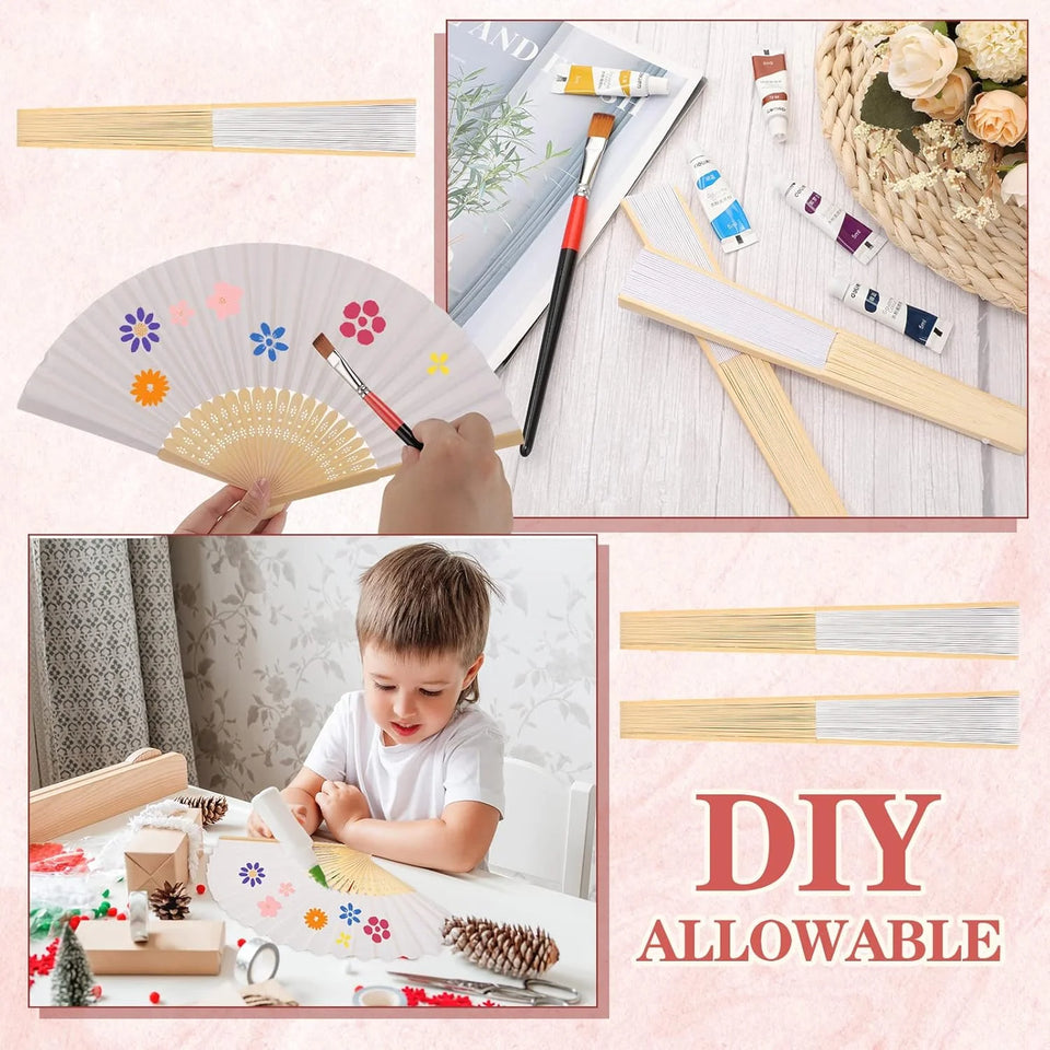 1-50PCS Paper Bamboo Folding Hand Fan Wedding Personalized Fans Party Decor Art Craft DIY Folding Fan for Wedding Party Decor