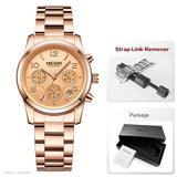 Megir Ladies Watch Chronograph Quartz Watches Women Top Brand Luxury Rose Gold Wristwatch Relogio Feminino часы женские 2057
