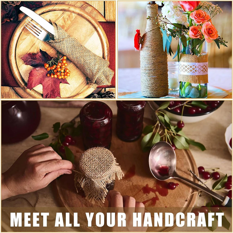 Natural Burlap Table Runner Farmhouse Jute Fabric Kitchen Coffee Tablecloths for Wedding Aisle Carpet Garden Outdoor Decorations