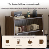 Walnut Wood Living Room Cabinet Storage Dresser Drawer Display Cabinet TV Stand Sideboard Organizer Cup Rack Included Cabinet