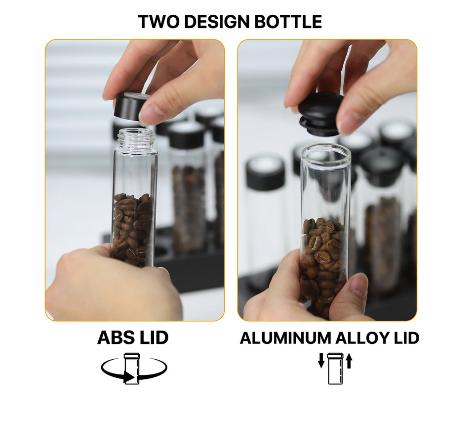 Coffee Beans Storage Container Display Rack Walnut Tea Tube Bottle Glass Espresso Coffee Accessories Tool Barista Coffeware Sets