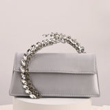 Luxury Diamond Evening Bag Clutch Satin Women Designer Handbags Crystal Silk Shoulder Crossbody Bags for Women Wedding Box Bag