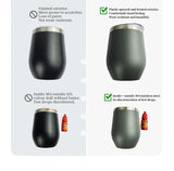 360ml Stainless Steel Eggshell Wine Tumbler Double Wall Vacuum Insulated Cup for Coffee Tea Office Home Travel