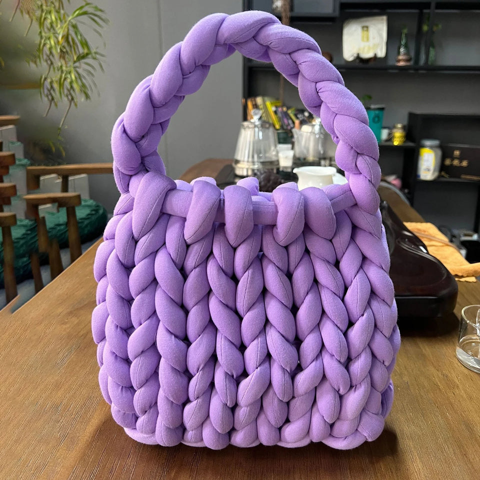 Women Crochet Bag Handbag Woven Chunky Shoulder Bag for Spring Summer,Women Shoulder Bag Handbag Beach Travel Underarm Bag