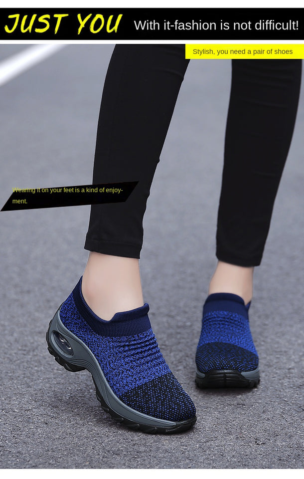 Women Sneakers Fashion Black Sports Casual Shoes Breathable Mesh Lightweight Air Cushion Non-Slip Running Shoe Zapatillas