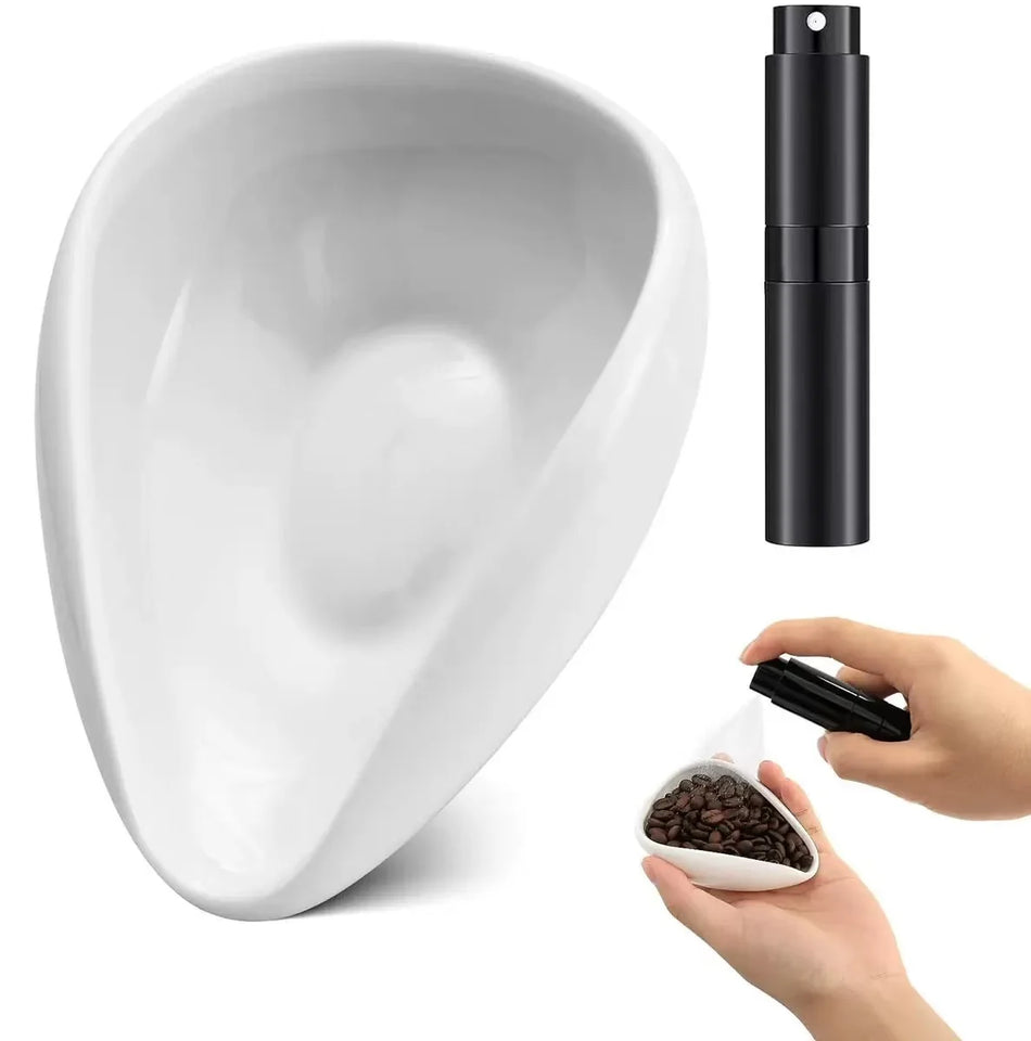 Coffee Bean Dosing Cup and Spray Bottle Set Coffee or Tea Ceramic Ingredient Container Measuring Tray Set Espresso Accessories