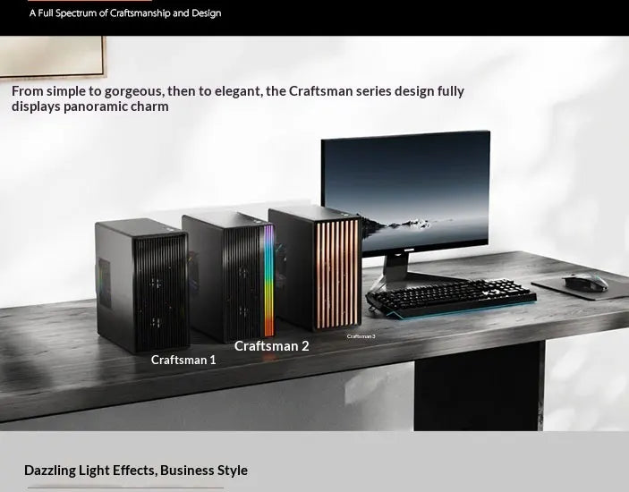 WJCOOLMAN Craftsman Series Small Chassis Home-Type Desktop Computer Supports M-ATX Motherboard - Compact Gaming PC Build