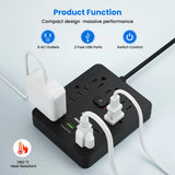 power strip Power Outlet with Surge Protector, 9 ac, 3 USB Ports, 10-Foot Extension Cord, Quick Charge, for Home and Office