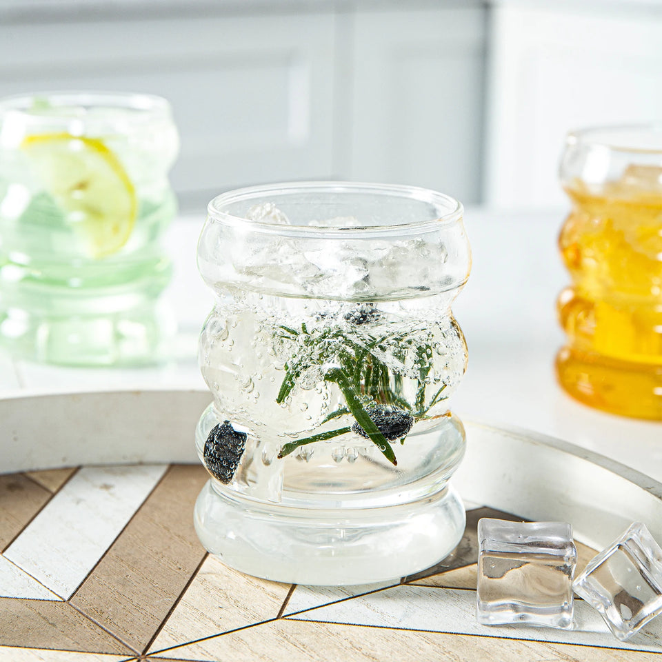 1-4PCS Creative Glass Cup Heat-resistant Tumbler Drinkware Tea Juice Milk Coffee Mug Home Water Glasses Ripple Mug 350ml