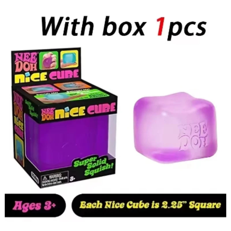 Schylling NeeDoh Nice Cube Sensory Squeeze Toy with Super Solid Squish Stress Relief Anxiety Sensory Toy 2.25" Cube Party Gifts
