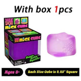 Schylling NeeDoh Nice Cube Sensory Squeeze Toy with Super Solid Squish Stress Relief Anxiety Sensory Toy 2.25" Cube Party Gifts