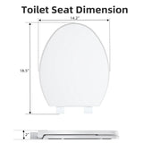 17"/19" Elongated Round White Toilet Seat, Slow Soft Close Magnets Down Lock Quick Release, Quick Top Mount Toilet Seat