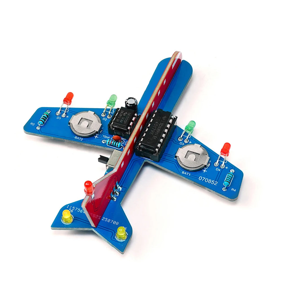 DIY Electronic Kit LED Flow Light Aircraft Model Kit DIY Electronic Welding Practice Kit Electronic Science Assembly Kit