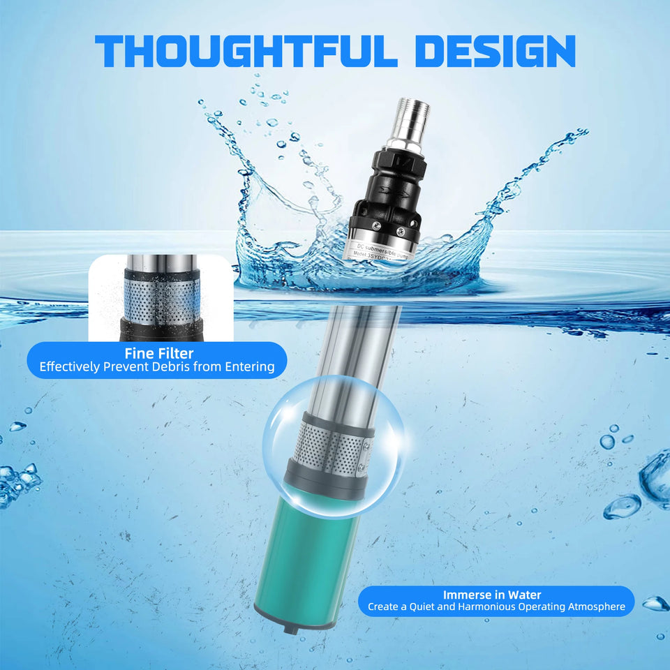 24V 320W Deep Well Pump High Lift Deep Well Pump DC Screw Submersible Pump Agricultural Irrigation Garden Home