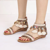 Summer New Women's Sandals Rome Bohemian Flow Su Flat Heel Soft Bottom Comfortable Anti slip Outerwear Tourist Vacation