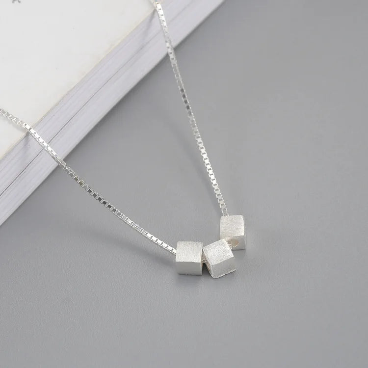 REETI New Arrivals real 925 Sterling Silver Three squares Necklaces Pendant Hot Sale Pure Silver Jewelry for Women