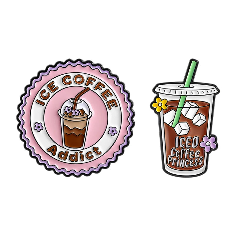 2-6pcs/set Hobby Collection Enamel Pins Reading Book Iced Coffee Knit Brooch Hiking Badges Music Korean Girls Band Jewelry
