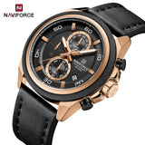 NAVIFORCE Waterproof Watches for Men Original Brand Luxury Leather Men's Quartz Wristwatch Fashion Military Chronograph Male