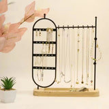 1 desktop solid wood base jewelry rack suitable for organizing and storing watches, earrings, bracelets, necklaces, etc
