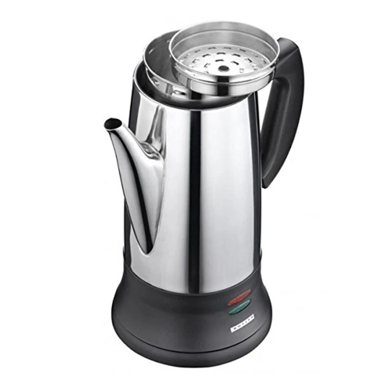 Electric Percolator 1.8L 12Cup Italian Coffee Maker Stainless Steel Quick Heating Reusable Filter Basket Fast Brew Home Office