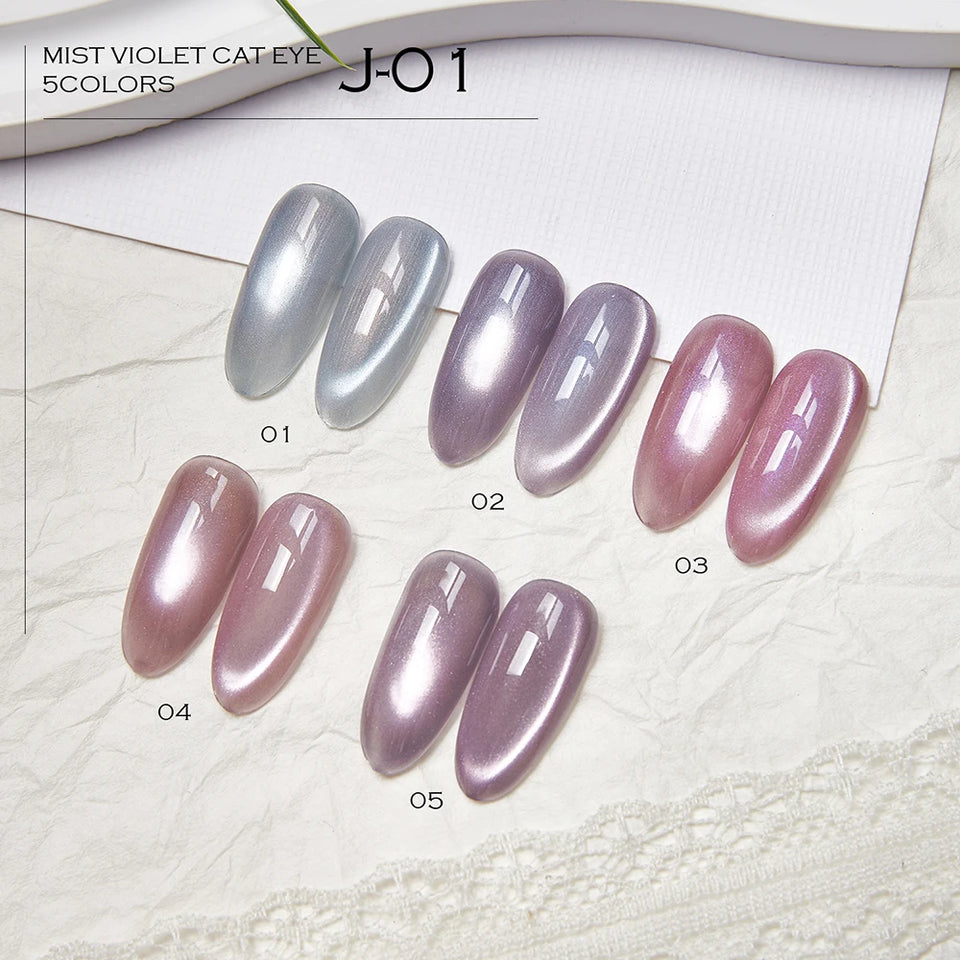 Vendeeni 5 Colors/Set Crystal Cat Eye Gel Nail Polish Semi Permanent Sparkling Magnetic UV LED Soak Off Gel Varnish With Display