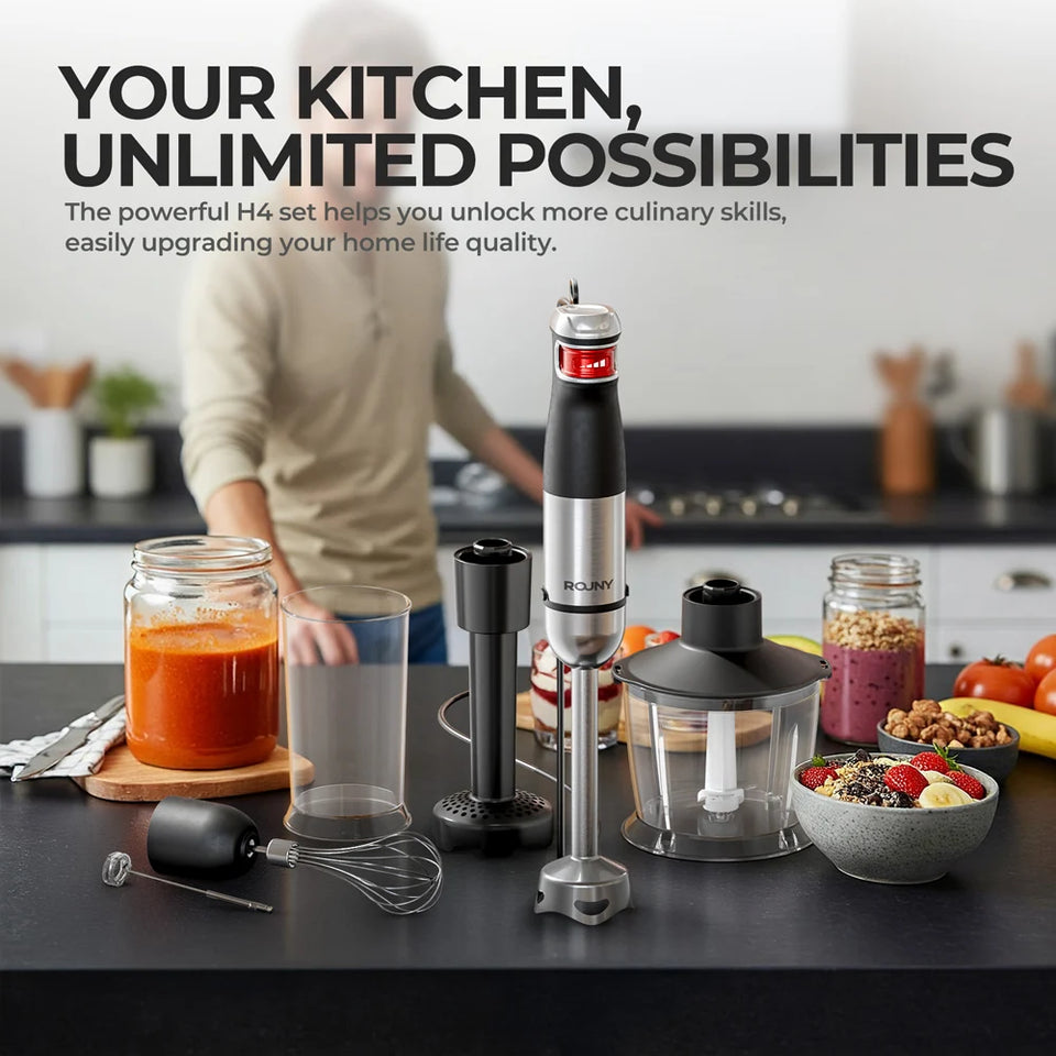 Electric Hand Held Stick Blender 6-in-1 Multi-Purpose Immersion Hand Blender,Stainless Steel Blades,Home & Kitchen,MAX 1500W