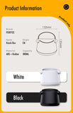 White Coffee Knock Box with Rubber Knock Bar 800ML Black Espresso Grounds Container Anti Slip Coffee Grind Waste Dump Bin