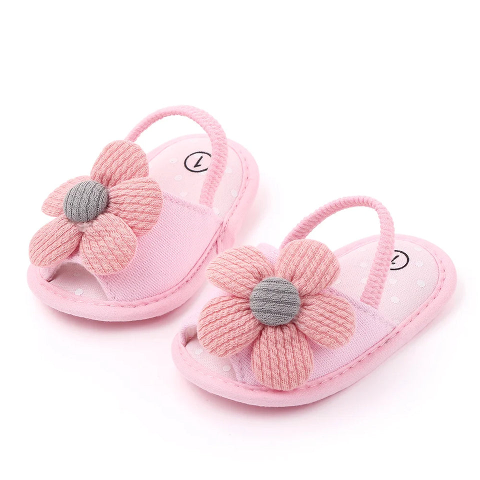 Baby Sandal with Hairband Cute Flower Design Soft Cotton Sandal for Spring and Summer Baby Girl 0-18M