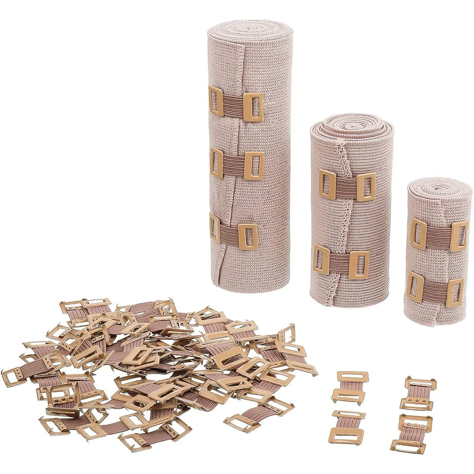 10/20/30Pcs Replacement Elastic Bandage Wrap Stretch Metal Clips Fixation Clamps Hooks First Aid Kit for Sport White/Coffee