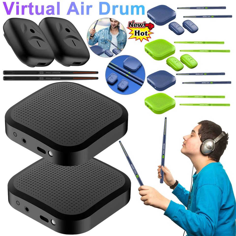 Electric Virtual Air Drum Set With Drumstick Pedal Somatosensory Virtual Reality Smart Wireless Electric Drum Musical Instrument
