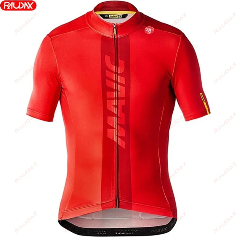 RX MAVIC 2024 New Summer Men's Cycling Set Road Bicycle Breathable Short Sleeve Bib Shorts Bicycle Moisture Wicking Sweatshirt