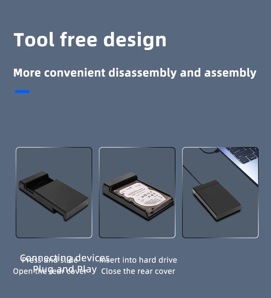 TISHRIC HDD Case 3.5 2.5 SATA to USB 3.0 Adapter External Hard Drive Disk Enclosure for 3.5 SSD Disk 450Mb/s 18TB HDD Box Case