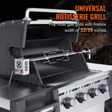 SucceBuy Universal Grill Rotisserie Kit for Grills, Electric BBQ Grill with 9W Motor Stainless Steel Automatic Grilling Kit