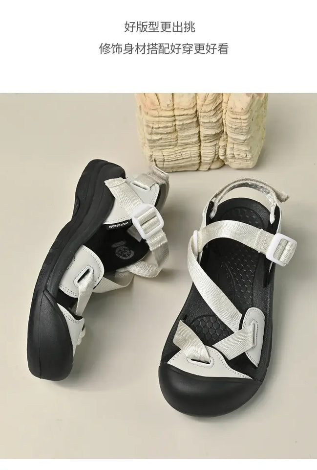 Summer New Handmade  Sandals Leisure Beach Shoes For womens  Outdoor Wading Shoes Man Breathable Casual Anti-collision Toe Flats