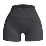 High-waisted Yoga Pant For Women, Designed To Lift And Shape, Tight-fitting With Solid Color And Ribbed Texture, Sports  Shorts